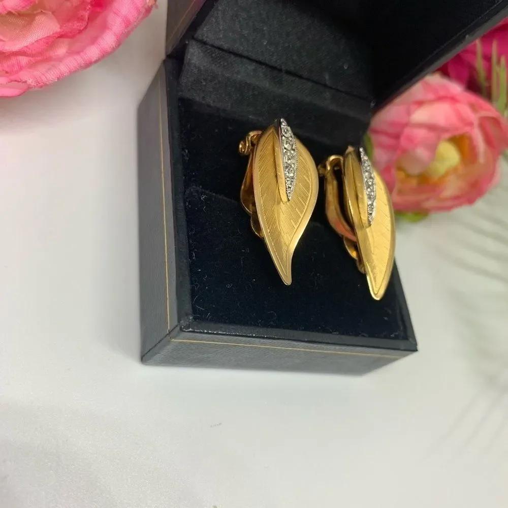 VINTAGE⚜️ESTATE 12K GOLD FILLED Crystal Clip Earrings